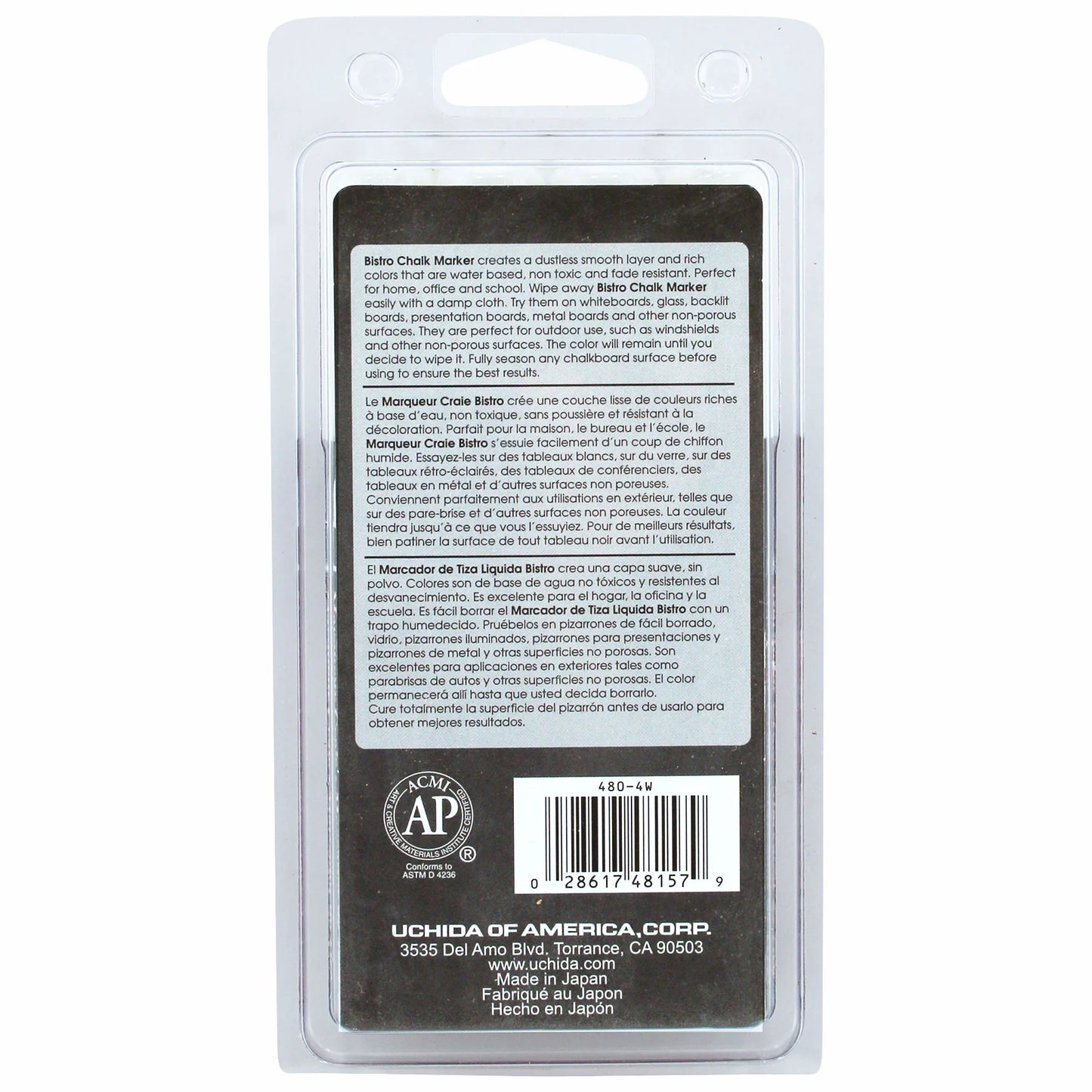 BISTRO CHALK MARKER BROAD TIP SET 4W