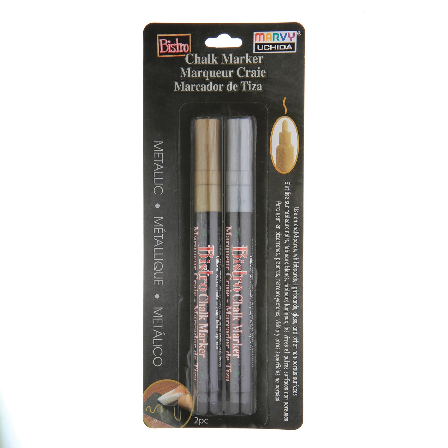 BISTRO CHALK MARKER FINE POINT METALLIC 2 PC SET
