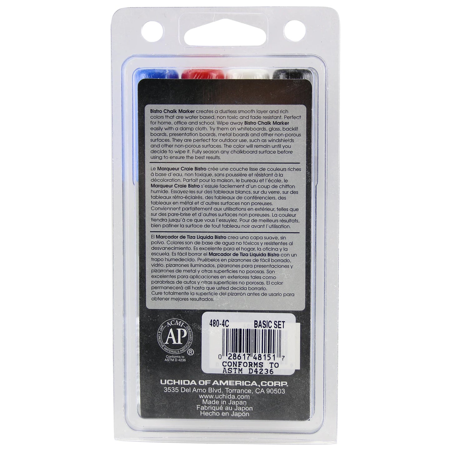 BISTRO CHALK MARKER BROAD TIP SET 4C