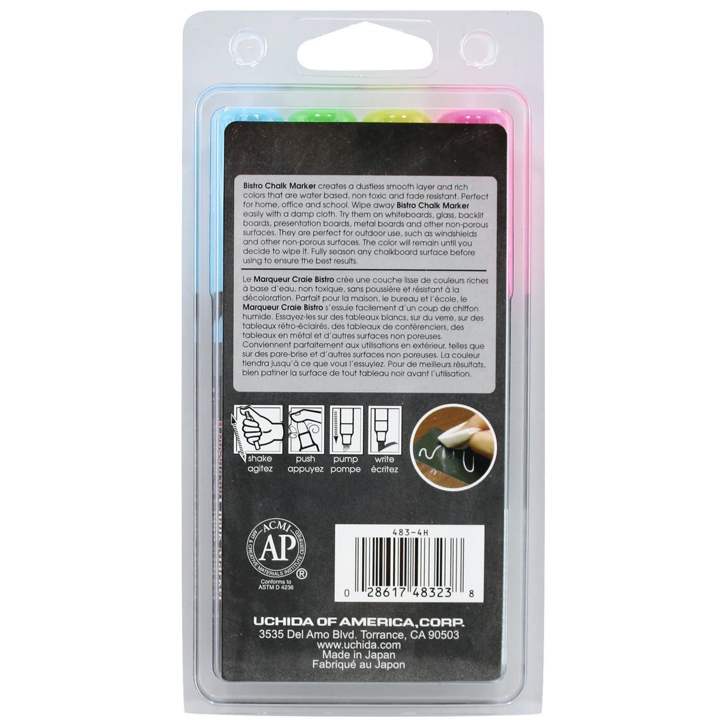 BISTRO CHALK MARKER CHISEL TIP SET 4H