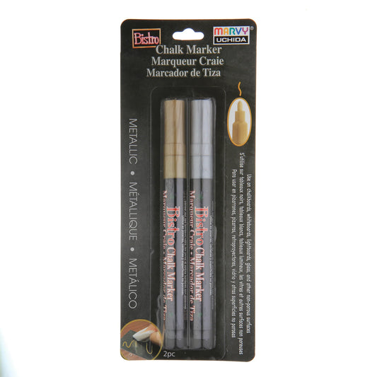 BISTRO CHALK MARKER FINE POINT METALLIC 2 PC SET
