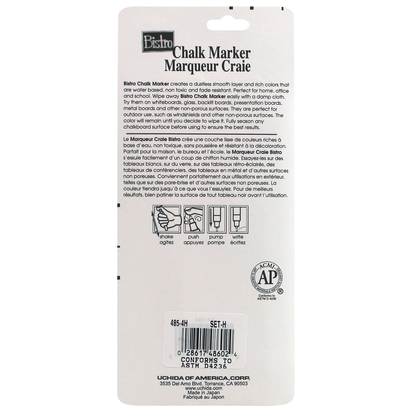 BISTRO CHALK MARKER EXTRA FINE POINT SET 4H