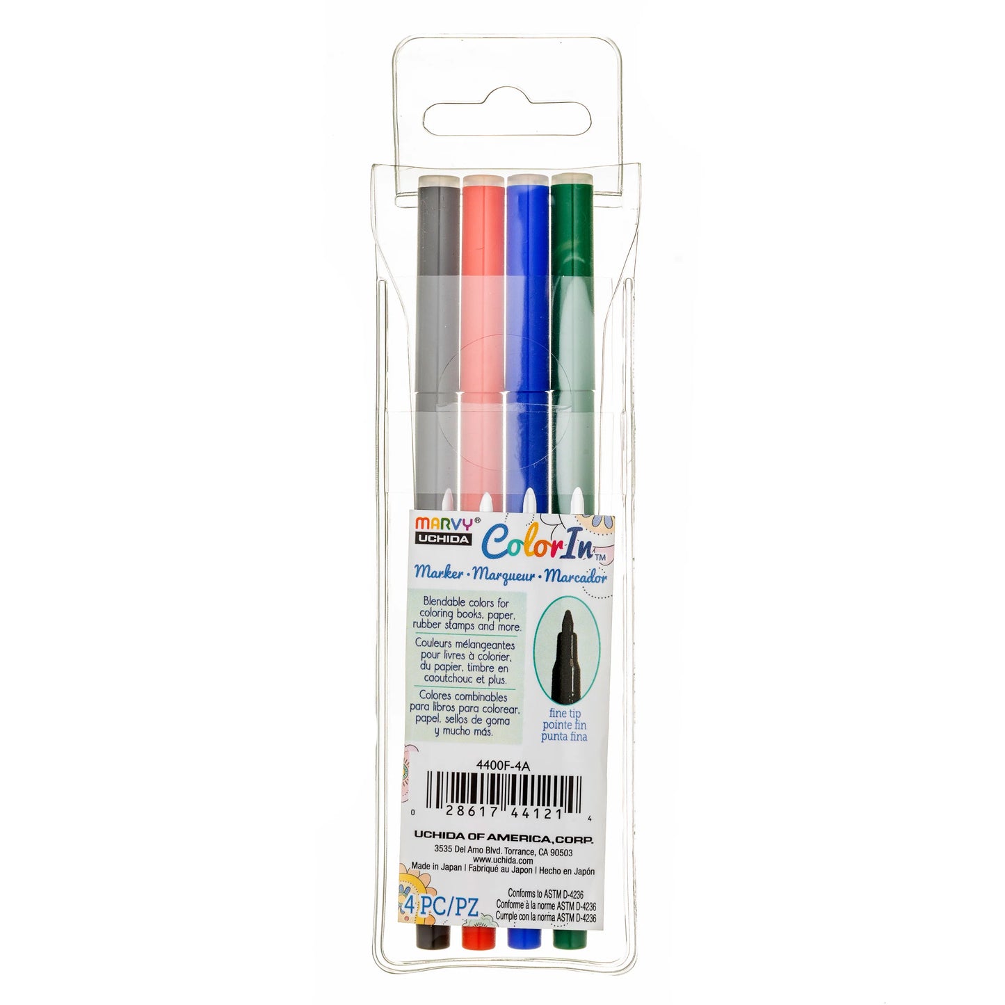 COLOR IN FINE MARKER - PRIMARY 4 PC SET